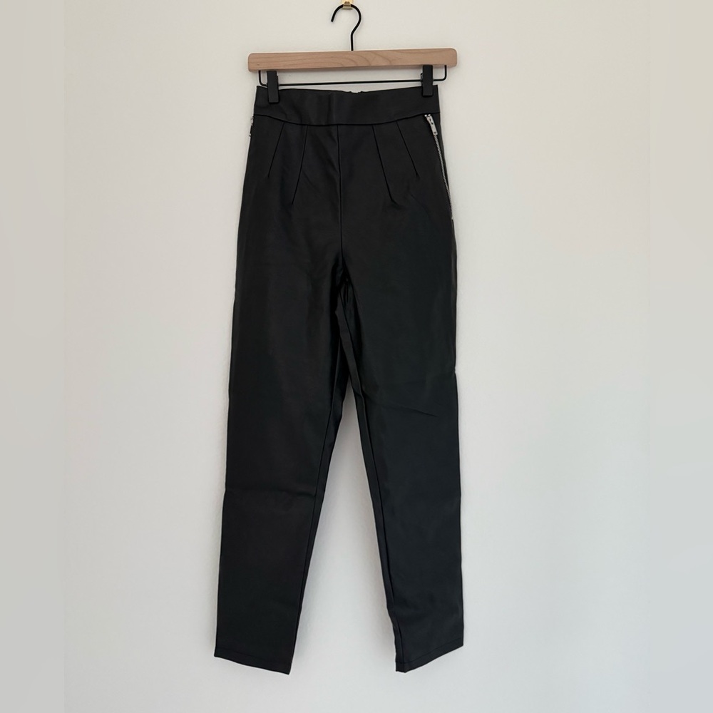 NWT BAD GIRL CIGARETTE PANTS IN VEGAN LEATHER - VIXEN BY MICHELINE PITT SMAL - Picture 3 of 3